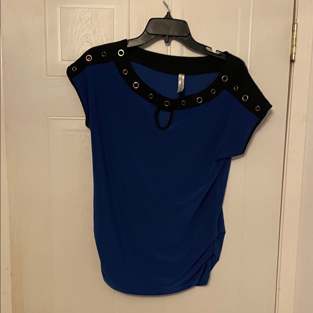PerSeption Concept Royal Blue Top with Black Grommet Detail